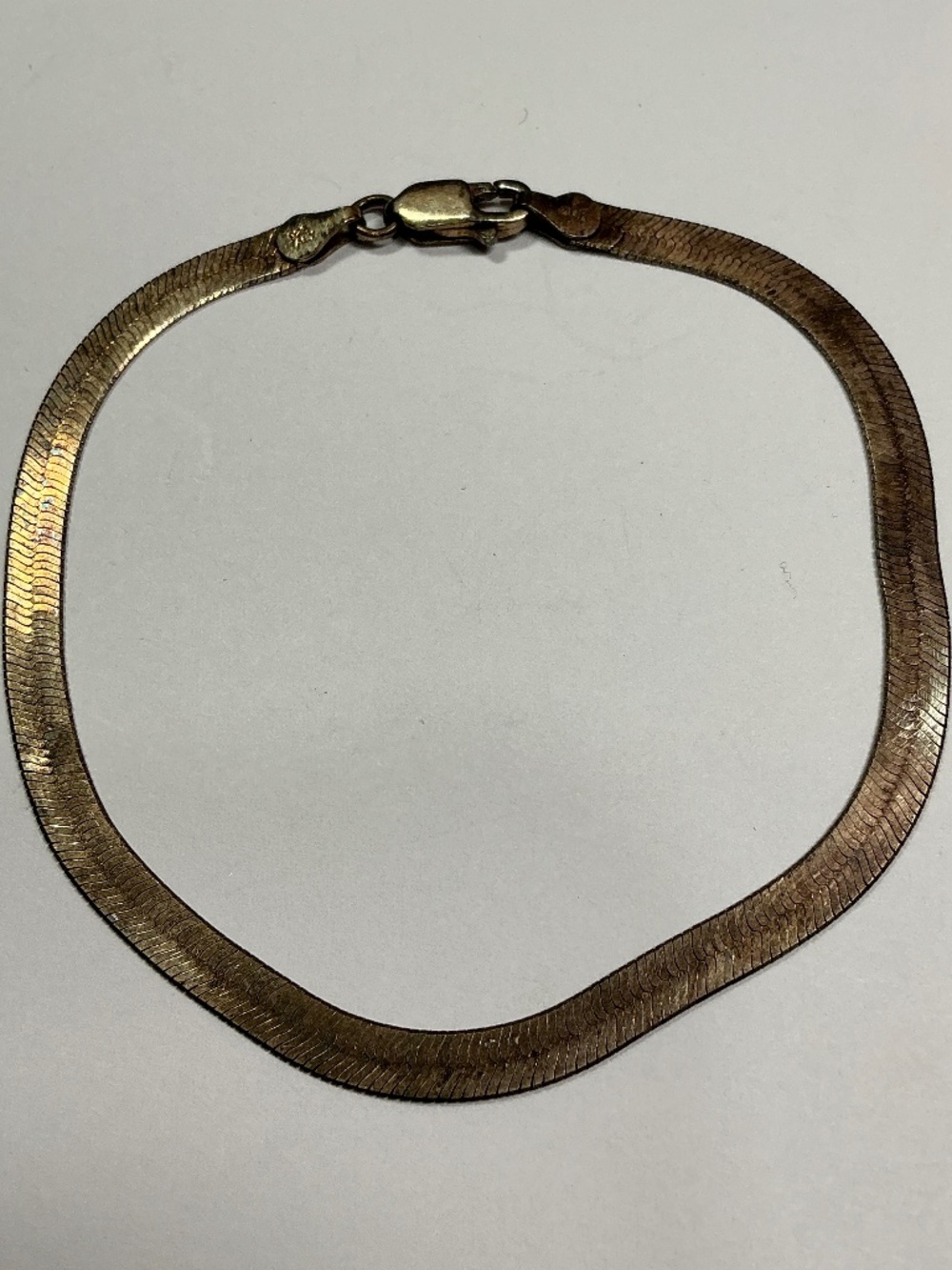 Sterling Silver Italian Herringbone Flat Bracelet. 8 inches long